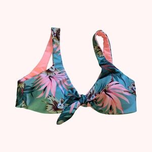 NWOT Tropical Tie Front Bikini Top (Reversible)